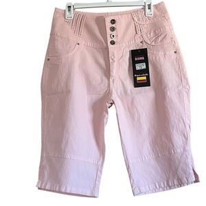 Divas Pink Cotton Blend Capri Pants Button‎ Fly Casual Summer Shorts Size 15